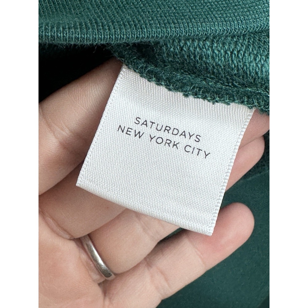 NEW Saturdays NYC Mens Sweatshirt Essex Crew Street Large L Green Ivory Mens - Picture 7 of 8